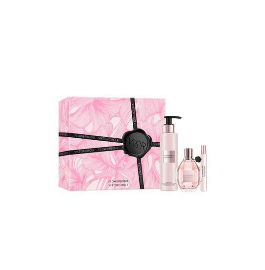 Flowerbomb By Viktor & Rolf 3.4 EDP + 6.7 Body Lotion + Mini (Damaged box)
