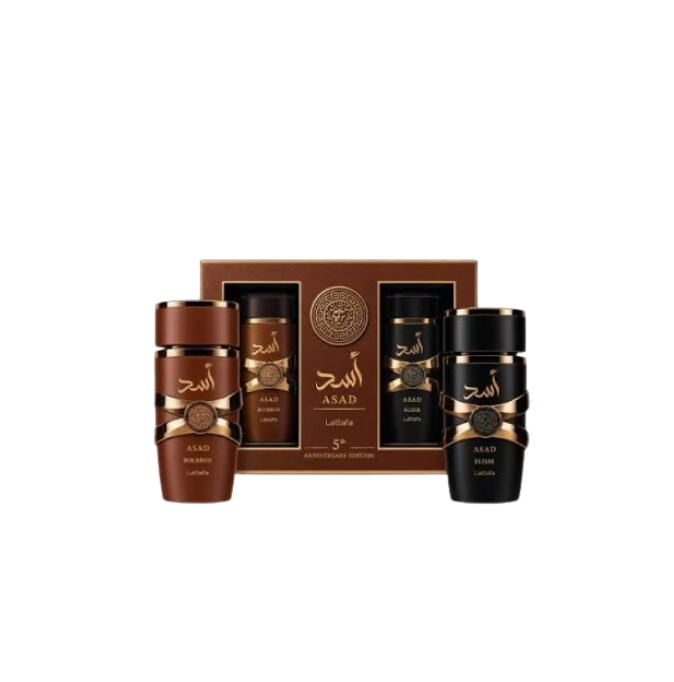 Asad Bourbon 3.4 + Asad Elixir 3.4 By Lattafa  GIFT SET 2 PCS
